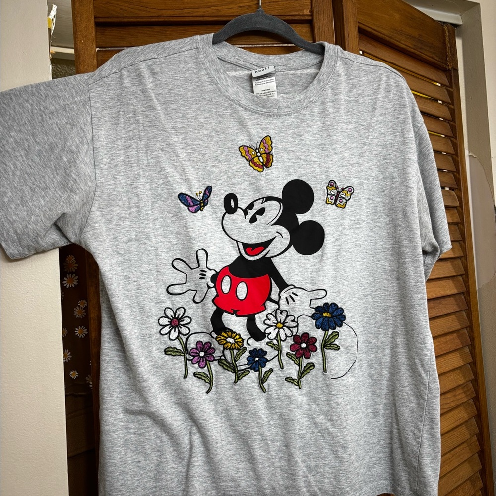 Disney Mickey Mouse Gray T-Shirt with Colorful Design